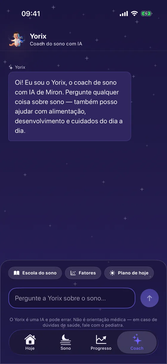 Conversa com o coach de IA do Yorix